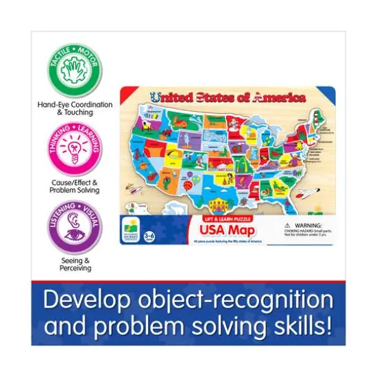 Lift & Learn Puzzle - USA Map: 40 Pcs {9}