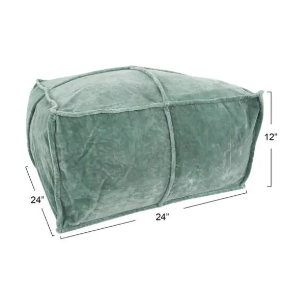 Hello Honey&reg; 24" Square Cotton Velvet Pouf Teal {5}