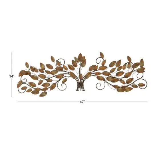 Brown Metal Leaf Foliage Wall Accent {7}