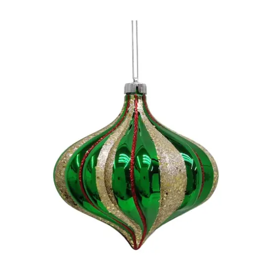 8.25" Green & Gold Glitter Jumbo Onion Ornament by Ashland&reg; {1}