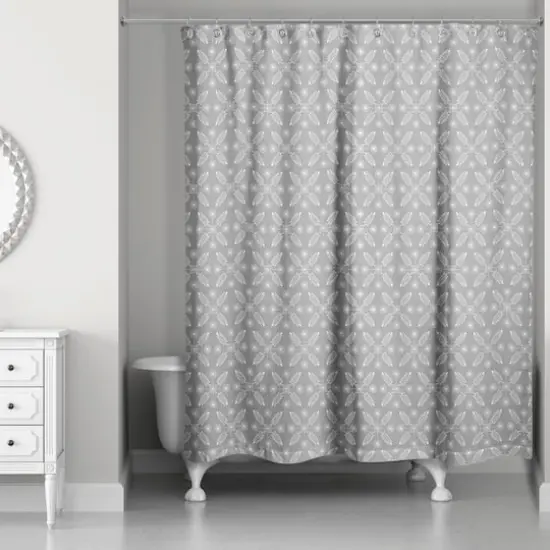 Starry Leaves Shower Curtain Gray {1}