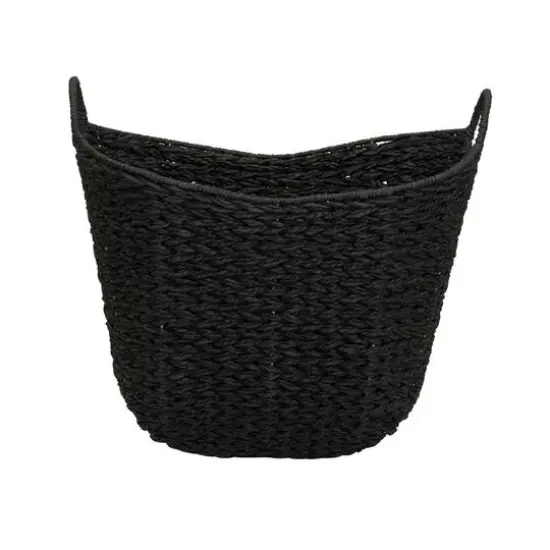 Household Essentials 17.5" Woven Paper Rope Basket with Handles Black {6}