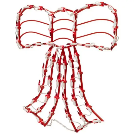 3-Piece Lighted Red Bow and Green Swag Christmas Decoration {8}