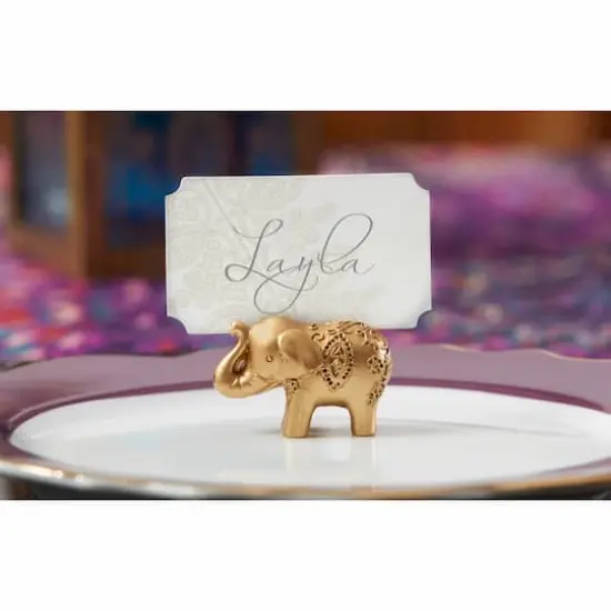 Kate Aspen&reg; Lucky Golden Elephant Place Card Holder, 6ct. {4}