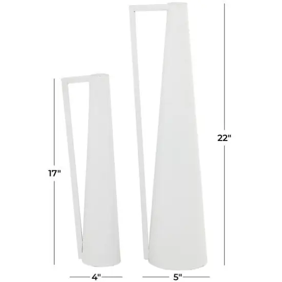 CosmoLiving by Cosmopolitan White Metal Slim Vase with Handles Set of 2 22", 17" {6}