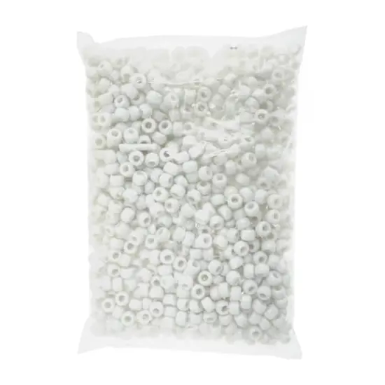 John Bead 9mm Opaque Plastic Pony Beads, 1,000ct. White {6}