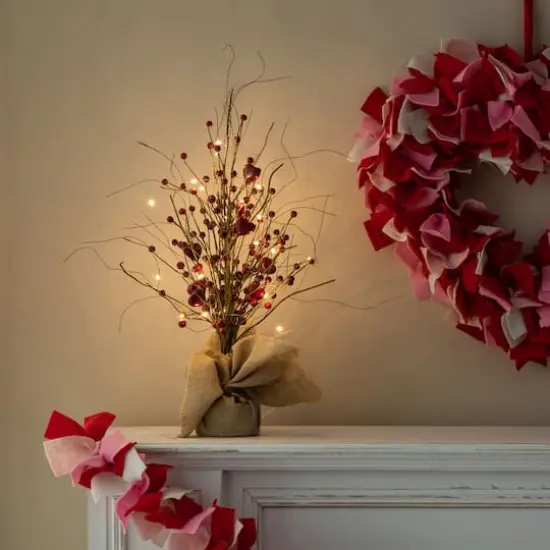 Glitzhome&reg; 18" Lighted Valentine's Berry Heart Table Tree {4}