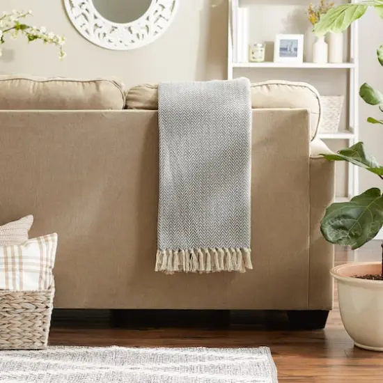 DII&reg; Handloom Chevron Throw Gray {6}