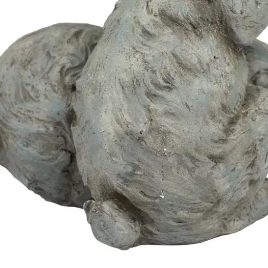 11" Gray Farmhouse Rabbits Garden Sculpture {5}