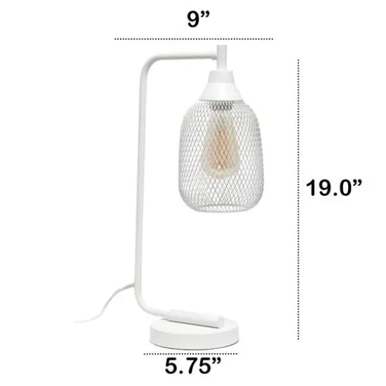 Lalia Home 19" Industrial Mesh Desk Lamp White {4}