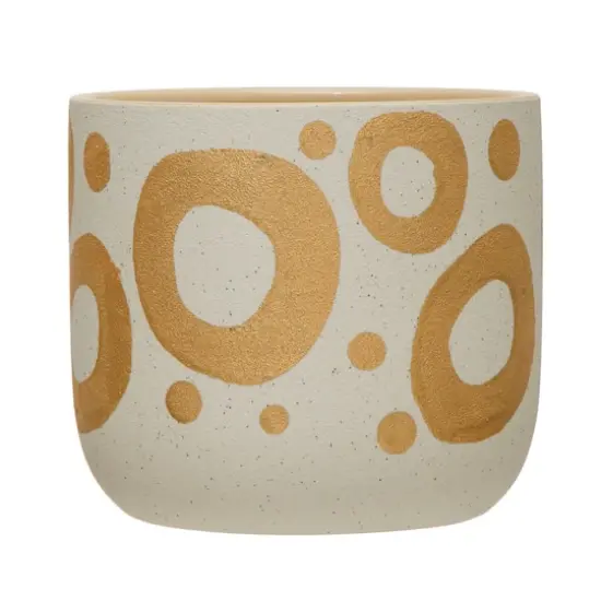 Hello Honey&reg; 6.5" White & Gold Hand-Painted Stoneware Planter {1}