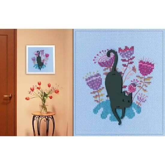RTO Black Cat with Pink Flowers Cross Stitch Kit {5}