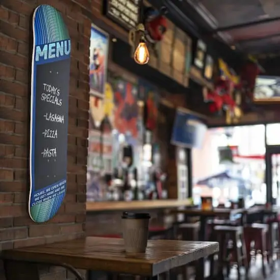 American Art Decor Wood Skate Chalkboard Menu, Blue, 8" x 31.5" Wall Decor {3}