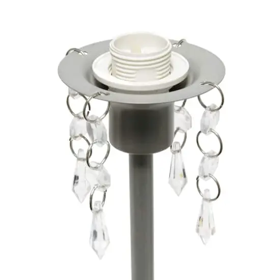 Simple Designs 17.2" Table Lamp with Fabric Shade & Hanging Beads Gray {7}