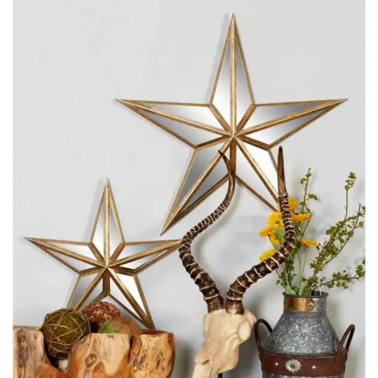 Cream Mirror Stars Glam Wall Decor Set {8}