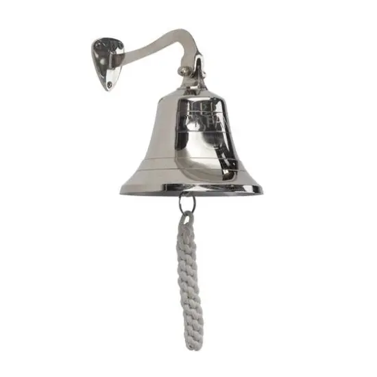 8" Silver Titanic Nautical Bell Wall Accent with Rope Pull {1}