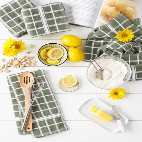 DII&reg; Solid Windowpane Terry Dishtowels, 4ct. Artichoke {7}