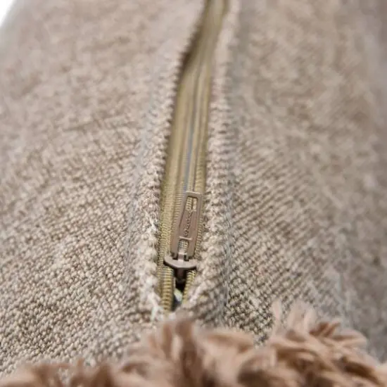 Hello Honey® Brown Square Canvas Pillow Cover with Tassels {3}