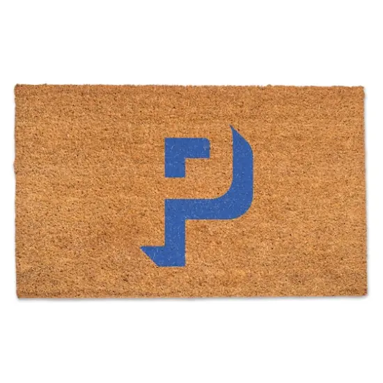 Blue Shadow Monogram Natural Coir Doormat P {1}