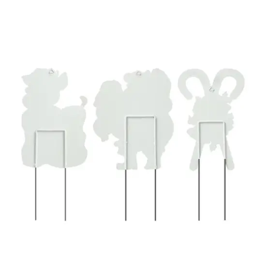 Glitzhome&reg; 24" Metal Glitter Santa, Reindeer & Candy Cane Yard Stake Set {6}