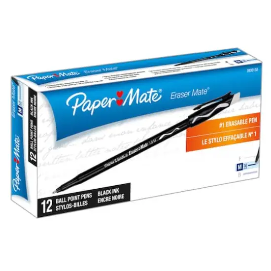 Paper Mate&reg; Eraser Mate&reg; Black Pen, 2 Packs of 12 {3}