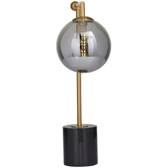 Silver Metal Orb Desk Lamp with Marble Base 6" x 15" x 19" {1}
