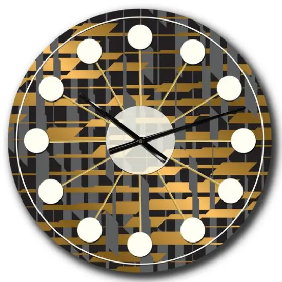 Designart 'Gold Checkered Pattern I Mid-Century Modern Wall Clock {1}
