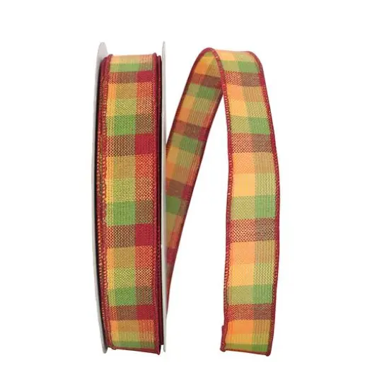 Reliant 1.5" x 50yd. Fall Check Wired Ribbon {1}