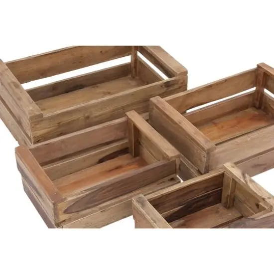 Set of 4 Brown Mahogany Farmhouse Storage Basket, 22" x 15" x 9" {6}