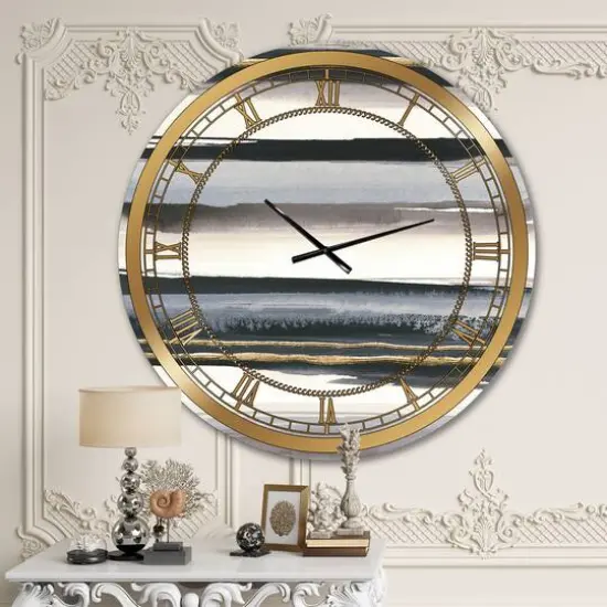 Designart 'Gold Watercolor Amethyst I Glam Wall Clock {3}