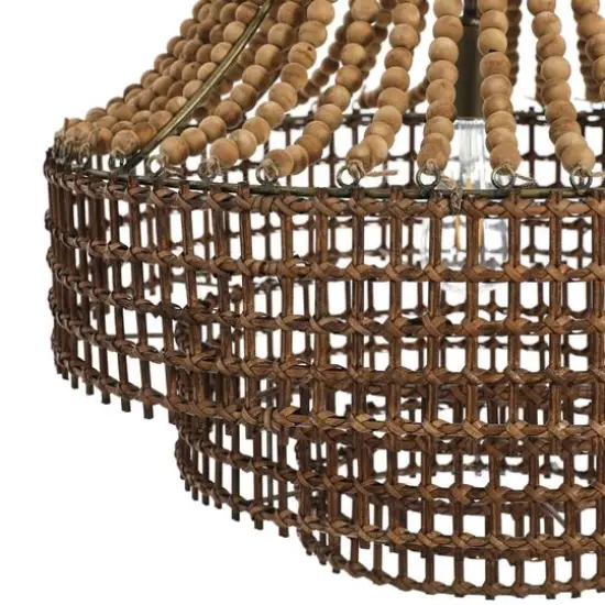 Hello Honey® 23.5" Metal, Rattan and Wood Bead Chandelier {11}