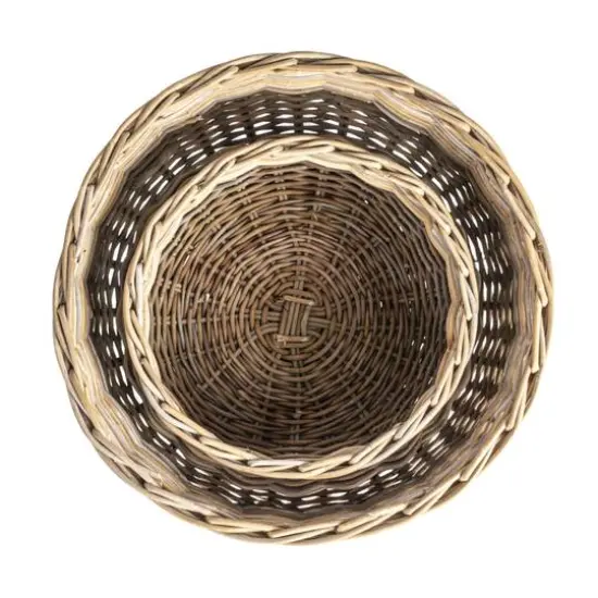 Hello Honey&reg; Gray Round Handwoven Rattan Planter Set {6}