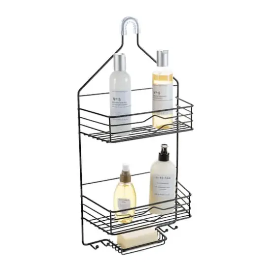 Bath Bliss Matte Black 2 Tier Aztec Shower Caddy {9}