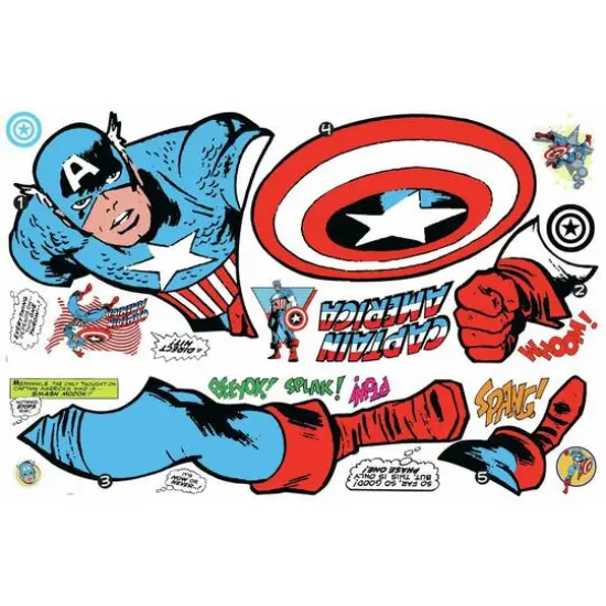 RoomMates Marvel Classic Captain America Comic Peel & Stick Giant Wall Decal {1}