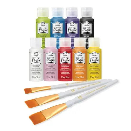 FolkArt&reg; Paint For Plastic&trade; Paint & Brush Kit {1}