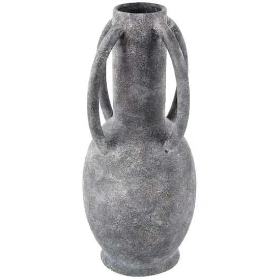 15" Gray Ceramic Textured Whitewashed Vase {1}