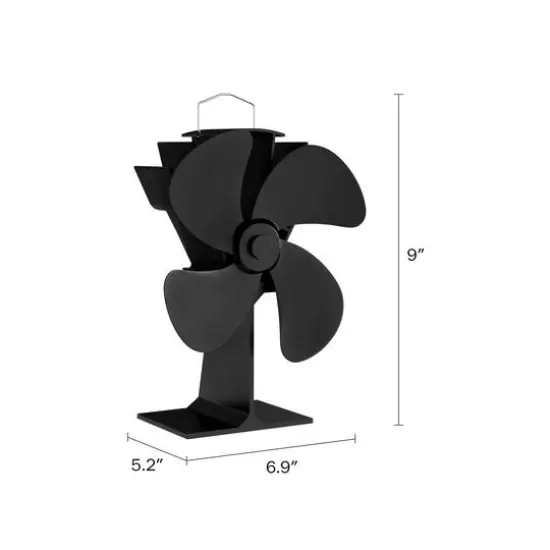 Hastings Home Black Self-Powered 4-Blade Wood Stove Fan {4}