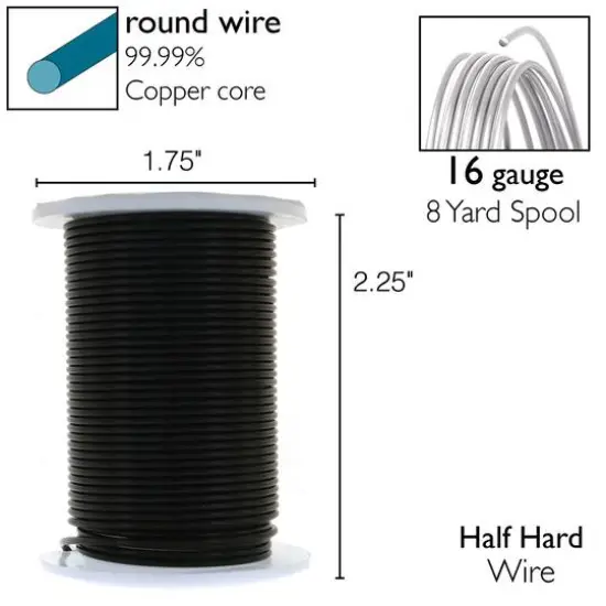 The Beadsmith&reg; Wire&trade; Elements 16 Gauge Tarnish-Resistant Wire Black {7}