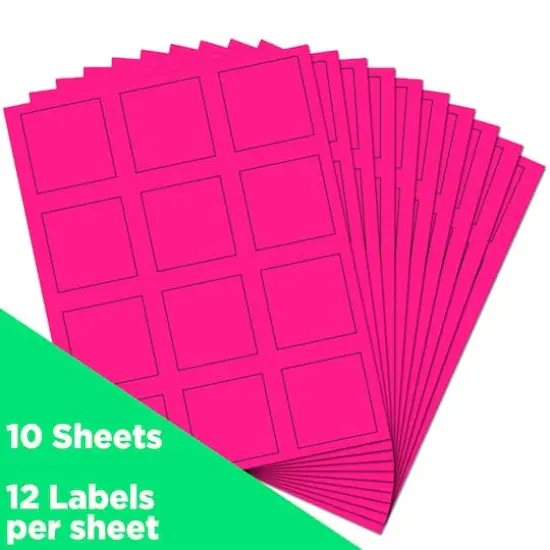 JAM Paper 2" x 2" Square Product & Container Labels, 120ct. Neon Pink {4}