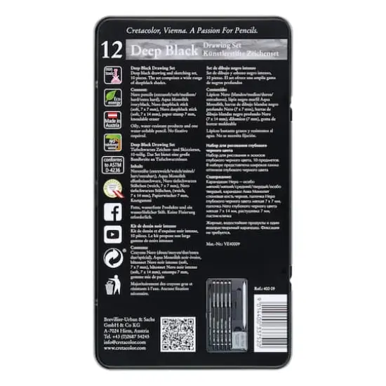 Cretacolor Deep Black 10 Piece Drawing Set {4}