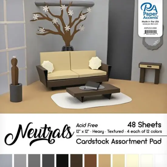 PA Paper&trade; Accents Neutrals 12" x 12" Cardstock Pad, 48 Sheets {1}