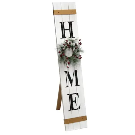 Elegant Designs™ 3.5ft. White Wash Home Porch Sign with 4 Floral Wreaths {12}