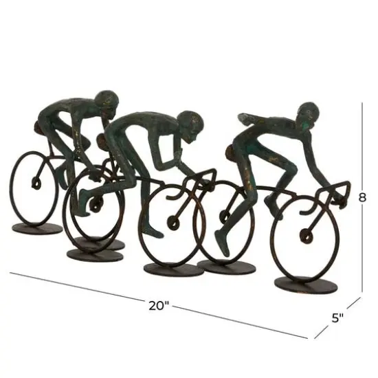 20" Bronze Polystone Cyclists Sculpture {7}