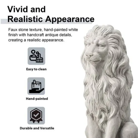 Glitzhome&reg; 27.75" MGO Guardian Sitting Lion Garden Statue {9}