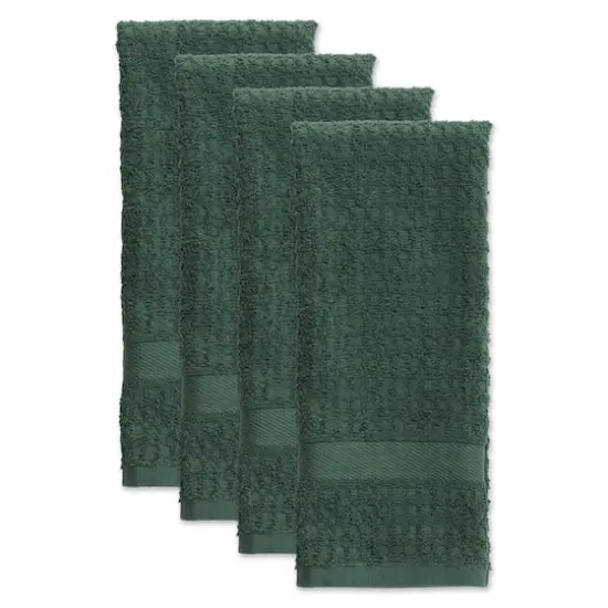 DII&reg; Solid Dark Green Waffle Terry Dishtowel, 4ct. {3}