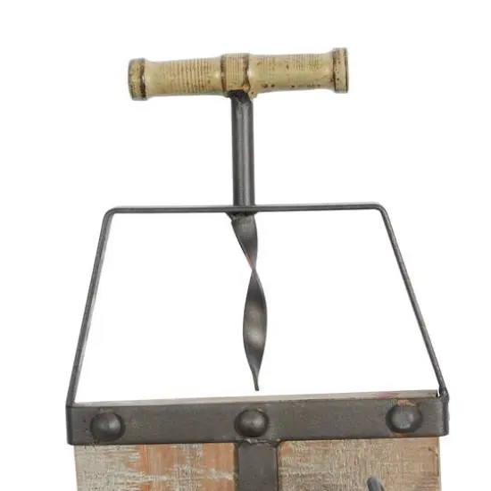 32" Brown Wood Industrial Wine Rack {6}