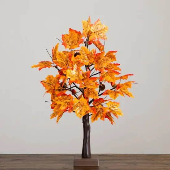 2ft. Pre-Lit Autumn Maple Artificial Fall Tree with Acorns & Pinecones and 18 Warm White LED Lights {7}