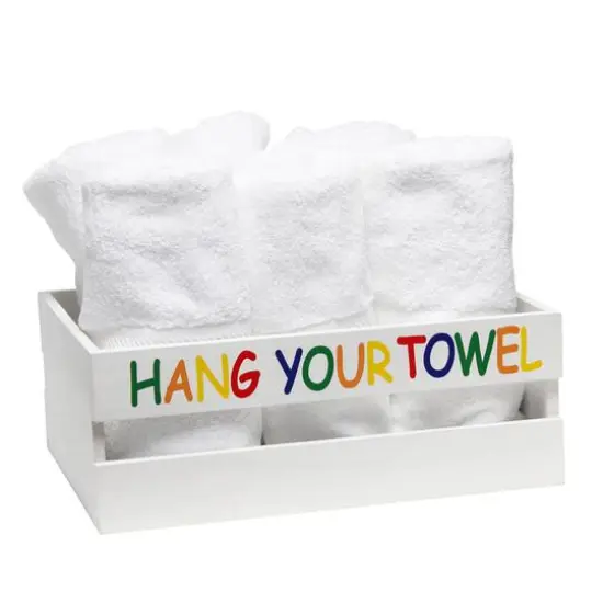 Elegant Designs Large White Wash Kids Towel Holder, Frame & Toilet Paper Holder Set {8}