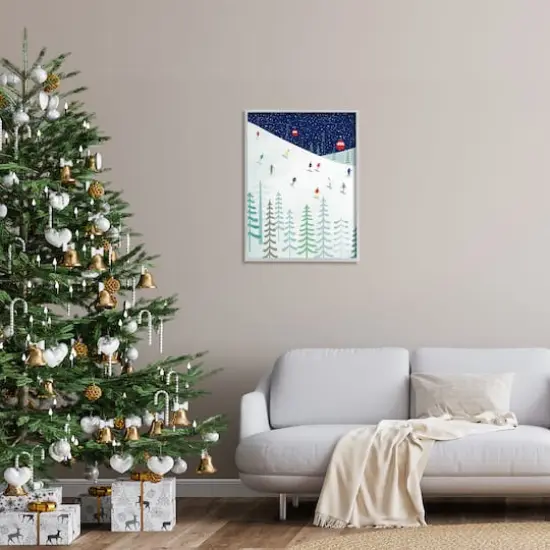 Stupell Industries Skiing Night Sky Winter Slopes Framed Giclee Art Gray {3}