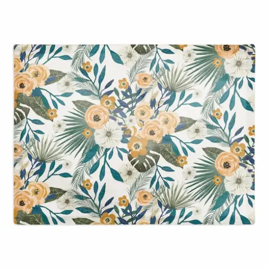Tropical Floral Cotton Twill Placemat White {1}